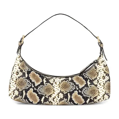 By Far Mara Leather Snakeskin Python Snake Print Shoulder Bag