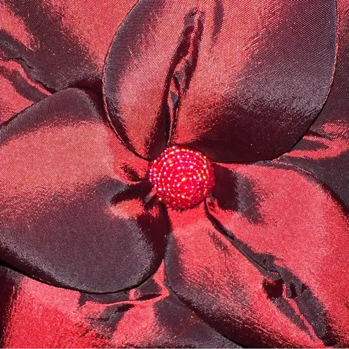 Stunning Red Satin Flower Handbag