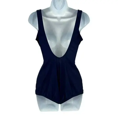 Slim Allure One Piece Swimsuit Womens 10 C+ Navy Blue Gold Nautical Medallion