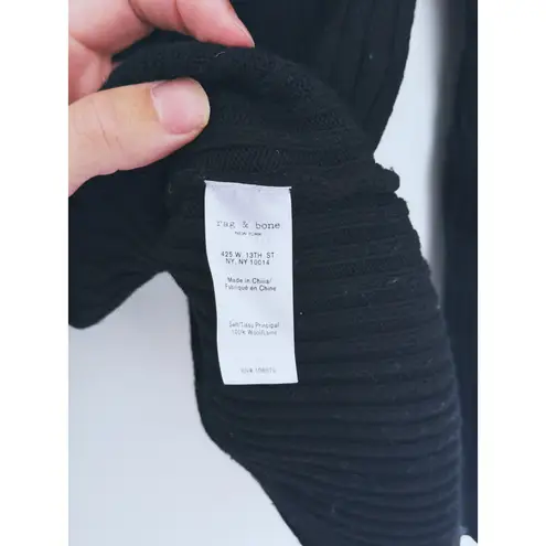 Rag and Bone  Ribbed Open Back Wool Sweater Small Black Minimalist Quiet Luxury