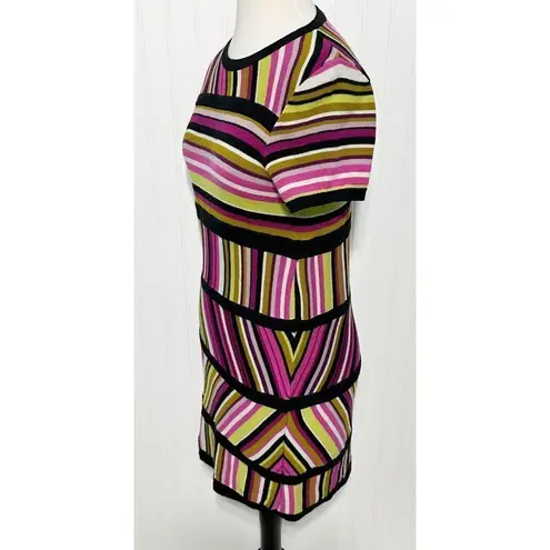 Missoni for Target Stripes Crew Neck Knitted Mini Dress Pink Black Size Medium