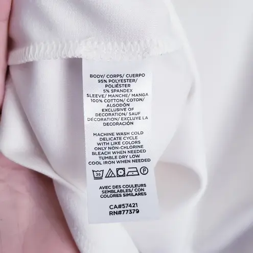 Ann Taylor  White Square Neck Floral Eyelet Long Sleeve Blouse