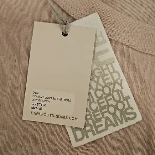 Barefoot Dreams 💕💕 Long Sleeve Loose Jersey Crew Neck Tee ~ Oyster Medium NWT