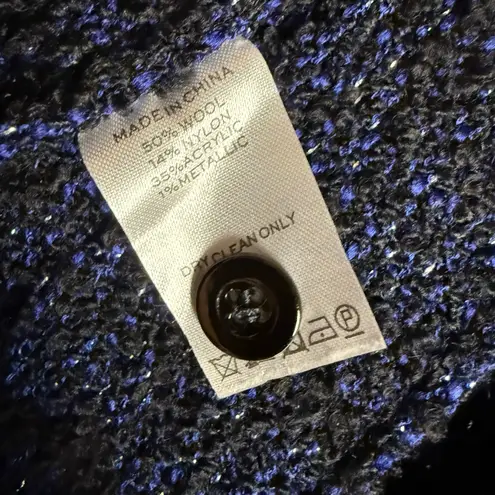 Hill House Blair Wool Navy Metallic Tweed Pleated Mini Skirt Size Small