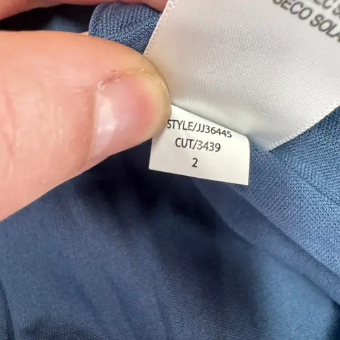 Julia Jordan Dress Size 4 Blue Textured Fit Flare Cap Sleeve V Neck Cocktail