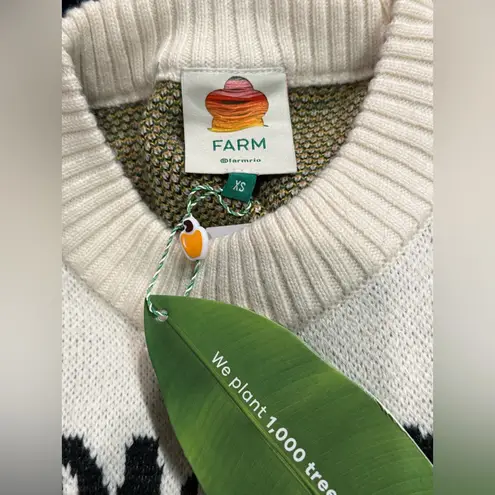 Farm Rio NWT Off White Copacabana Fringe Oversized Tunic Graphic Sweater XS