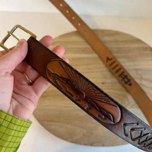 Vintage Brown Hand Crafted Genuine Cowhide Leather Nautical Belt Size XS/S