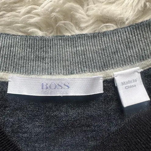 Hugo Boss Boss Top Feyah Ombré Virgin Wool Knit Crewneck Pullover Blue Sz XL