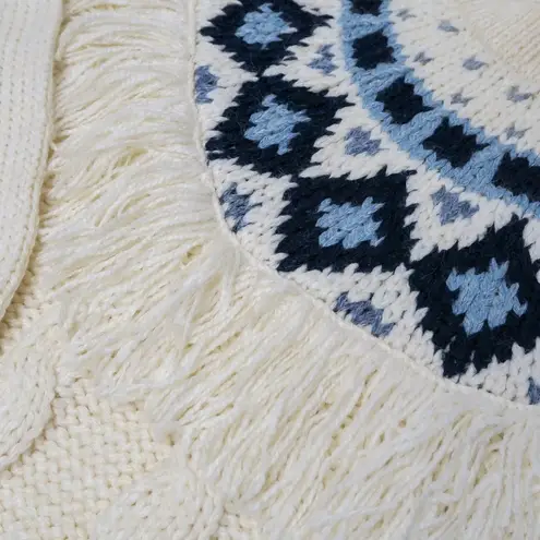 Vintage 70s Huntington Ridge Hand Knit Fringe Sweater Size M