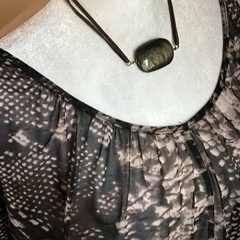 i Jeans By Buffalo Women’s Sheer Mesh Python Print Open Back Peasant Blouse Black Size XS