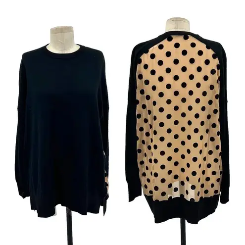 Derek Lam 10 Crosby Runway Oversized Crew Neck Black Nude Dot Back Size Small