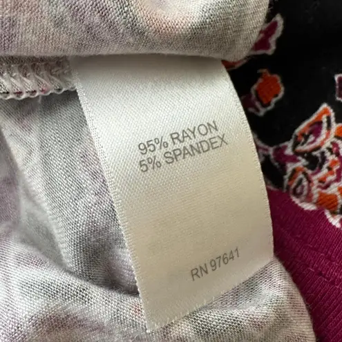 5 for $25| J. Jill Seamed Knit Floral Border Ultra Soft Flowy Maxi Pocket Dress Black