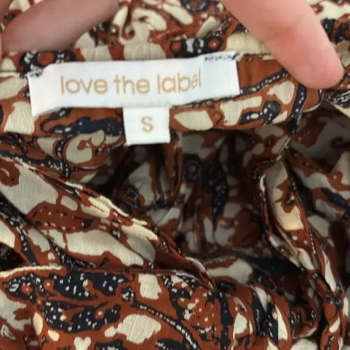 Love the Label Maxi Dress Ruffle Shoulder Square Neck Small Brown