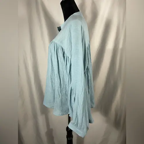 ee:some  Blue Balloon Sleeve Top Batwing Solid Blue Bohemian Preppy Sz Small