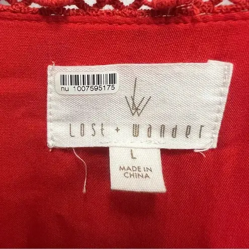 Lost + Wander tie wrap blouse with ruffle sleeves and peplum size large