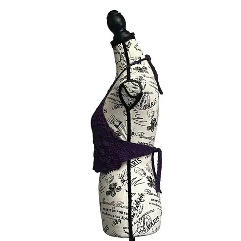 Womens Purple Crochet Handmade Festival Boho Gypsy Outdoor Crop Top One Size