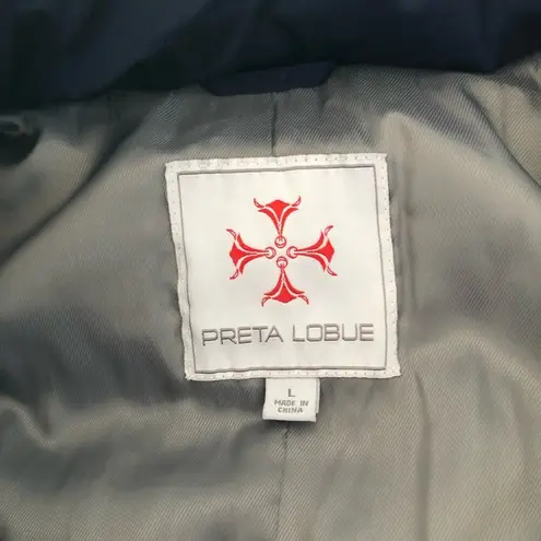 Preta LoBue Blue Hooded Puffer Coat Nylon Cold Winter Size L