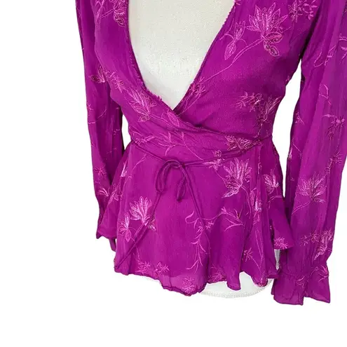 Cleobella  Charmer Blouse in Fuchsia Embroidered XS