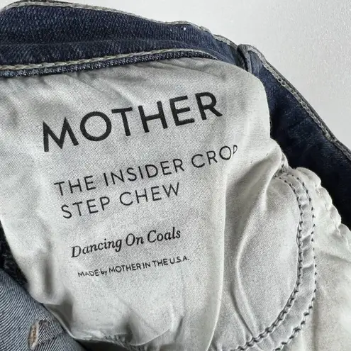 Mother The Insider Crop Step Chew Distressed Denim Jeans in Dancing on Coals 24 Blue