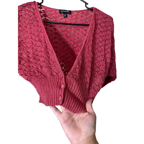 Bebe  Cropped Knit Cardigan Sweater Rhubarb Pink Dolman Sleeve Button Front M