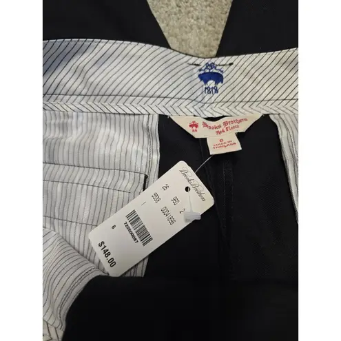 Brooks Brothers Red Fleece Wool Blend Dress Pants Black Gray Tuxedo Stripe Sz 6