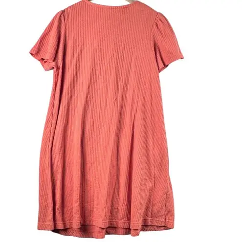 Vtg Stan Herman Waffle Knit Housedress Sz S Loungewear Coral Feminine Coquette Orange