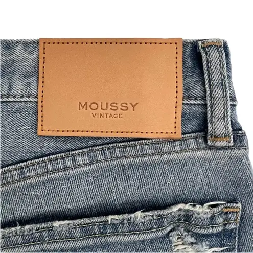 Moussy Vintage Tapered Distressed Jeans Light Blue Denim Ankle Raw hem Size 25
