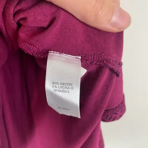 J Jill Wearever Collection Magenta Geometric Print 3/4 Sleeve V Neck Tunic Top M Pink Size M