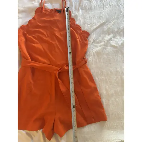 Victoria Beckham x Target Orange Romper Scalloped Shorts Tie Waist Chic Medium - Image 4