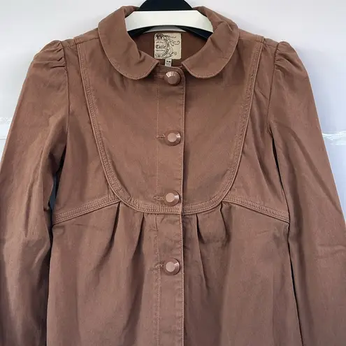 Tulle Brown Cotton Peasant Cottagecore Jacket XS