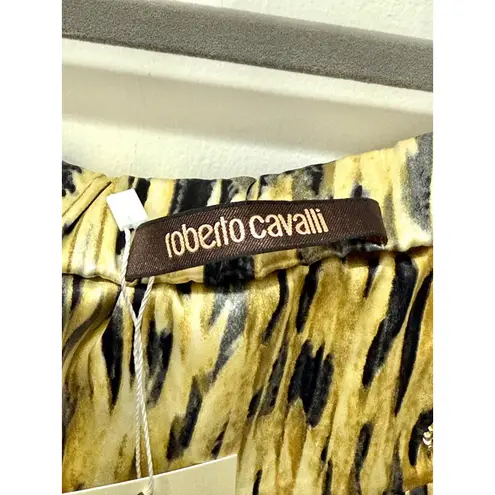 Roberto Cavalli Snake Print Pencil Midi Skirt Yellow Black Women's Size 40 US 12