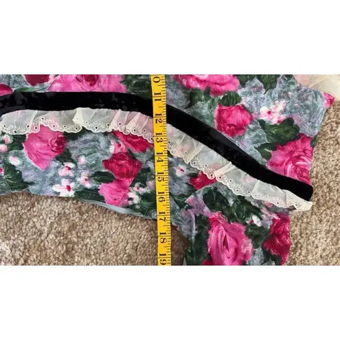 Handmade STUNNING Vintage Victorian Floral Dress Sun Hat Set Handbag Womens Sz S