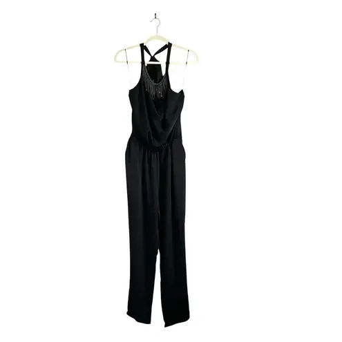 Ramy Brook Victoria Satin jumpsuit black Sz Medium Feminine Chic Cocktail Party