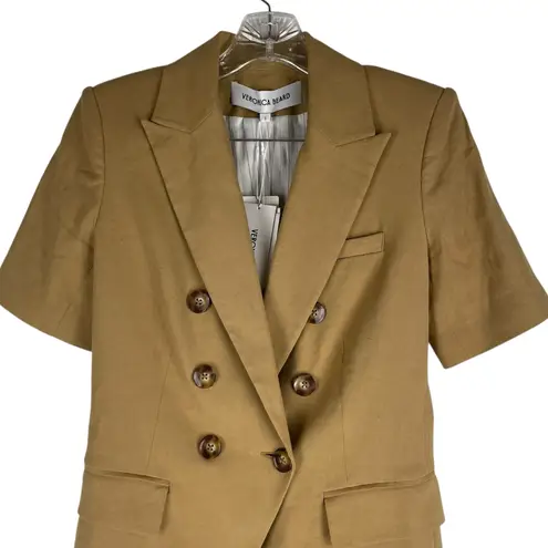 Veronica Beard Atwood Short Sleeve Linen Dickey Jacket Khaki Size 2