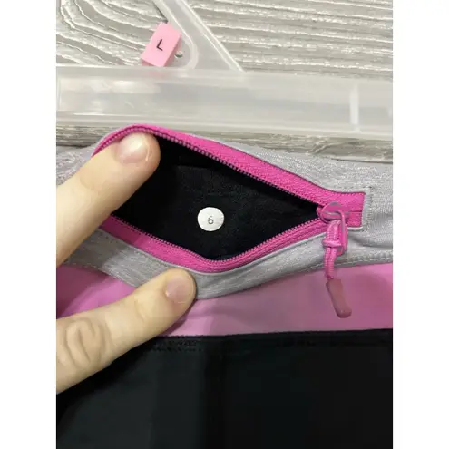 LULULEMON Size 6 Run Inspire Crop II Black Purple Leggings