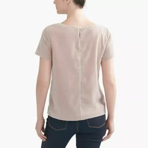 J.Crew  Light Blush Pink Warm Pebble Velvet Short Sleeve Blouse