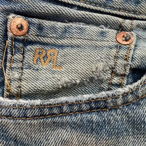 Ralph Lauren Double RL Vintage Straight Leg Distressed Denim Shorts Blue Size 25