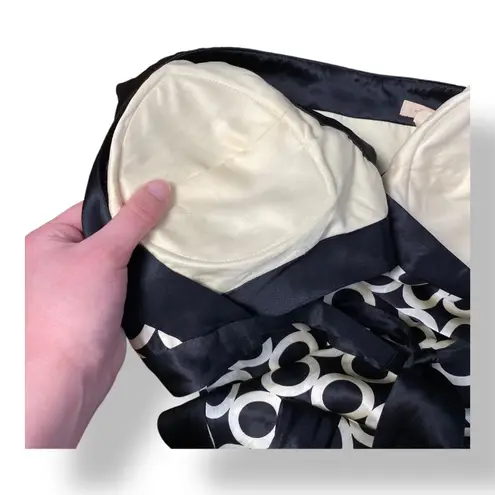 Issue New York Vintage Y2K Black White Silk Halter Party Dress Size 12