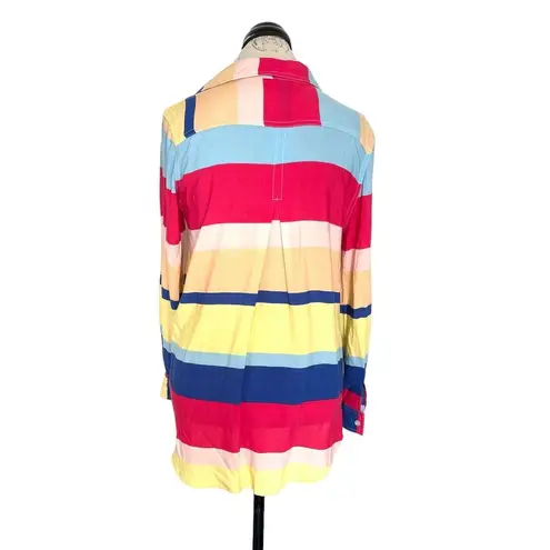 Velvet Heart  Womens Button Down Shirt Size Small Striped Colorful Long Sleeve