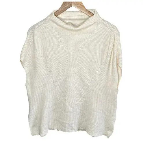 Vince  Ribbed Ivory Wool Cashmere Blend Sleeveless Mock Neck Sweater Large thumbnail 1