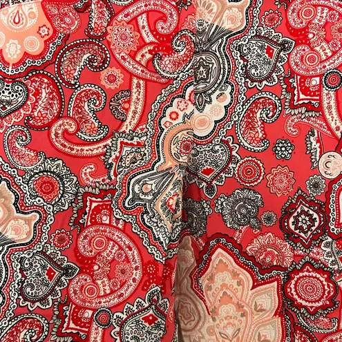 New York And Company Paisley Cropped Pants Red Black White Size 8
