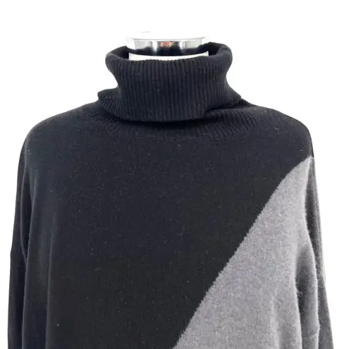 margaret o'leary Cashmere Turtleneck Sweater Dress Black Gray Size Medium