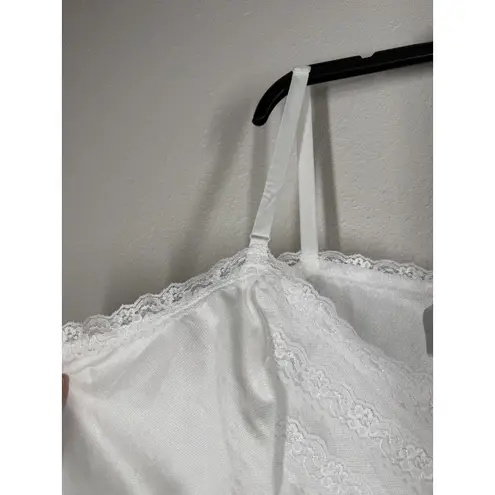 Vtg Velrose White Lace Slip Tank Top Womens Sz 2X Romantic Coquette Cami