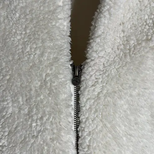 Gaiam Sherpa Fleece Full Zip Athletic Jacket Shawl Collar Yoga Off White size M