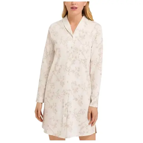Hanro Loungy Nights Printed Long Sleeve Nightgown Size Medium Tender Botanical