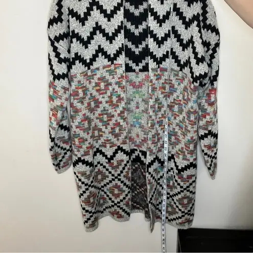 Debut Patterned Black and White Womens Sweater open cardigan large knit colorful