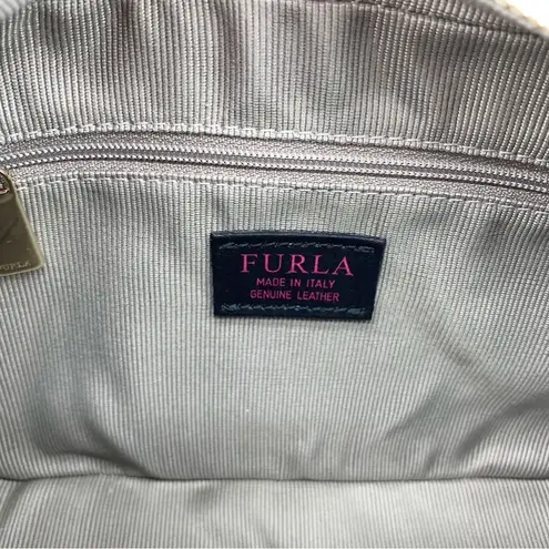 Furla NWT Brava Zaffir Mini Crossbody Chalk White Pebble Leather Gold Hardware