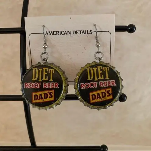 Nwt Vintage DADS Diet RootBeer BottleCap Earrings