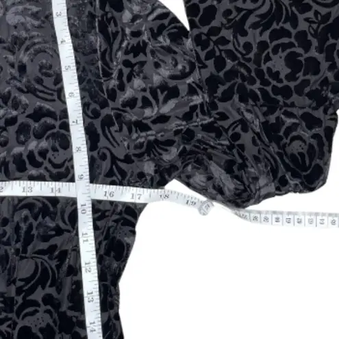 Ultra Pink Velvet Burnout Collared Button Bell Sleeve Tunic Blouse Size Medium