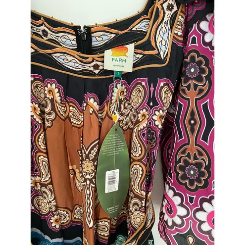 Farm Rio  NWT Multicolor Sweet Mermaids Midi Dress Salt Island Beaded Tiered S